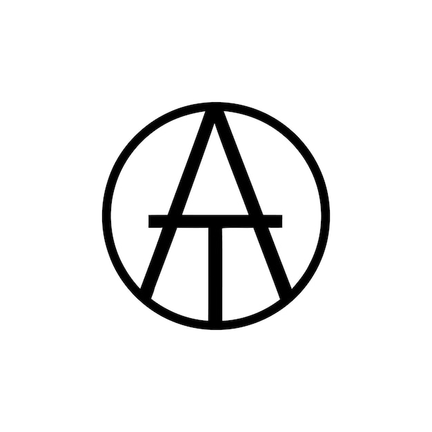 Letra inicial AT Diseño del logotipo Vector de plantilla