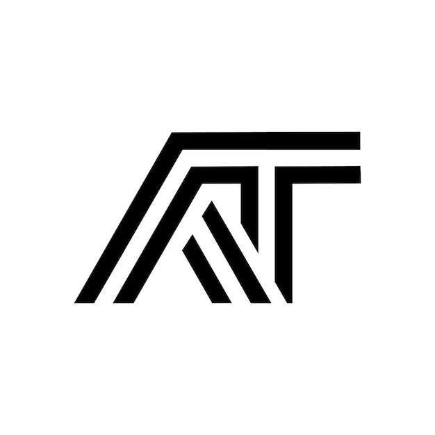 Letra inicial AT Diseño del logotipo Vector de plantilla
