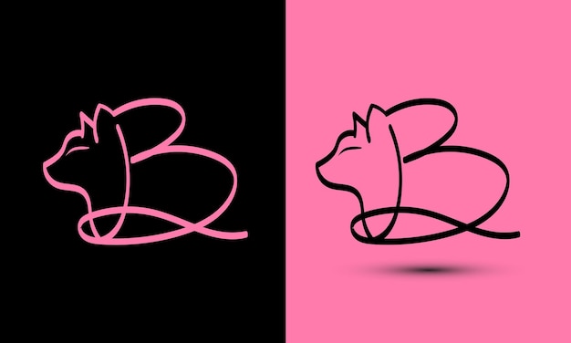 Vector la letra inicial b se combina con la cabeza de gato negra y pink