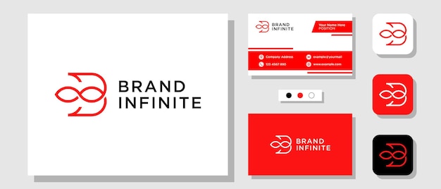 Letra inicial B Infinity Loop Infinite Timeless Eternal Diseño de logotipo con plantilla de tarjeta de visita