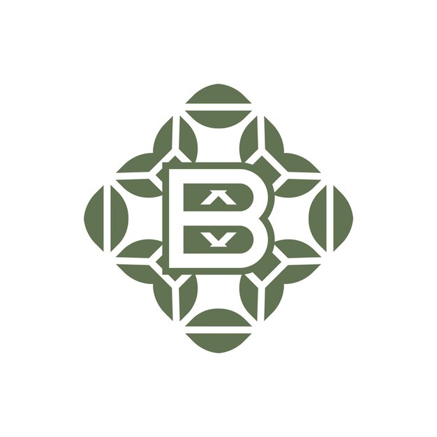 Letra inicial B logotipo de alfabeto verde natural orgánico