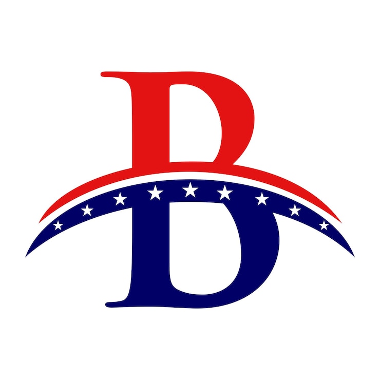 Vector letra inicial b logotipo estadounidense para empresa corporativa y firma de empresa plantilla de logotipo estadounidense de ee. uu.