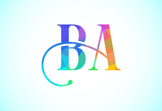 Letra inicial BA Low Poly Logo Design Vector Plantilla Alfabeto gráfico Símbolo para identidad empresarial corporativa