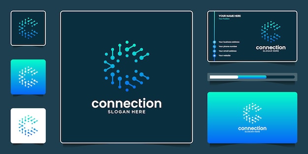Letra inicial c creativa con diseño de logotipo de tecnología de burbuja abstracta y diseño de tarjeta de visita