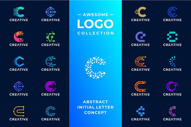 Vector letra inicial c diseño de logotipo de conexión de punto digital moderno para tecnología