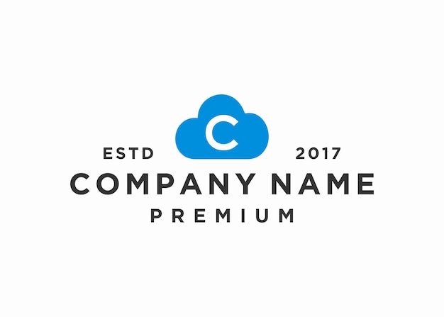 letra inicial c con plantilla de ilustración vectorial de diseño de logotipo de nube