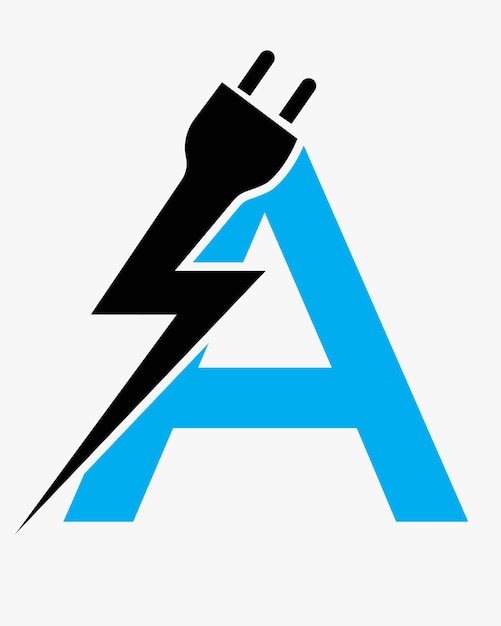 Letra inicial Un concepto de logotipo eléctrico con energía y plantilla eléctrica Símbolo vectorial plantilla