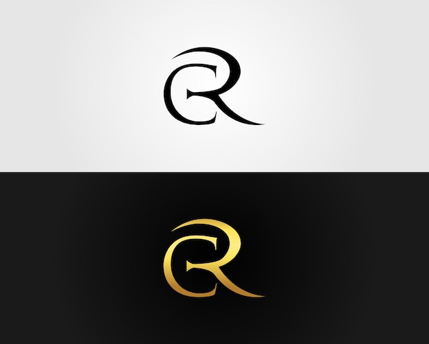 La letra inicial CR o RC El resumen del logotipo El diseño del icono La plantilla de vector mínimo