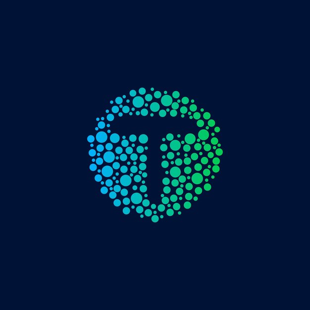 la letra inicial creativa t el logotipo de la tecnología