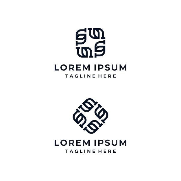 Letra inicial cuadrada S Grupo Conexión Comunidad Logotipo Diseño Inspiración