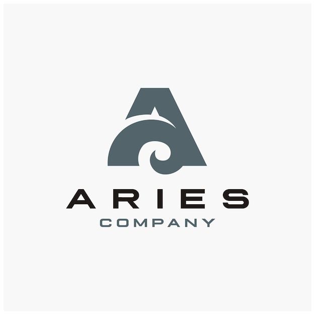 Letra inicial a con cuerno de cabra carnero oveja para inspiración en el diseño del logotipo de aries