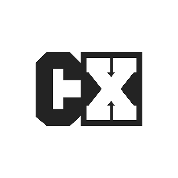 La letra inicial CX El diseño del logotipo La plantilla del logotipo CX