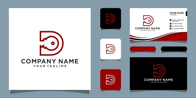 Letra inicial D concepto de logotipo clave, clave con la letra D, plantilla de diseño de logotipo vectorial