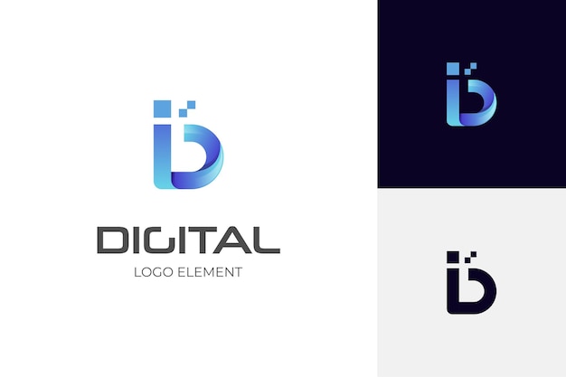 Letra inicial D digital con píxeles logotipo icono diseño letra ID elemento de logotipo para identidad tecnológica