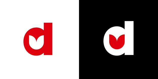 La letra inicial D es el tulipán La carta inicial D es la plantilla del logotipo