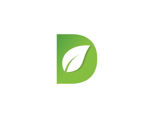 letra inicial D hoja Logotipo Icono de signo de concepto Icono de elemento Diseño plantilla de ilustración vectorial