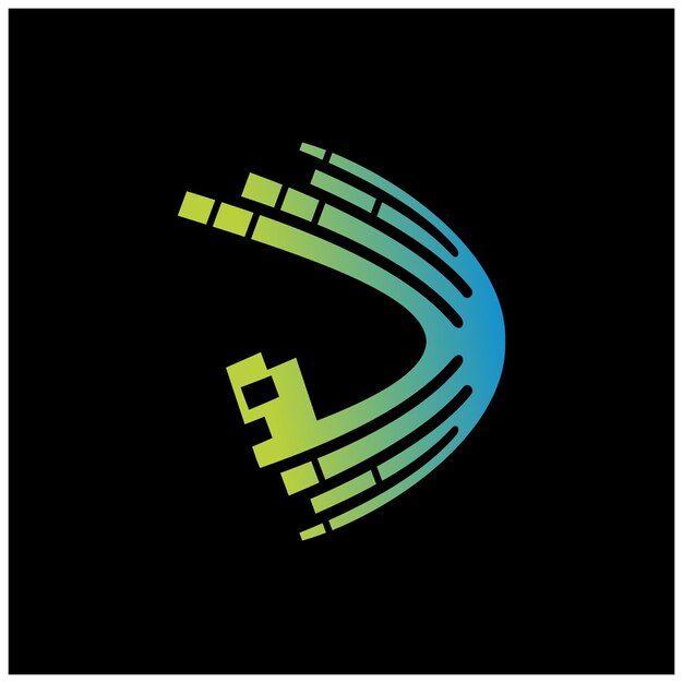 Letra inicial D Letra D del logotipo aislada en fondo negro Templata de diseño de logotipo de vector plano Eleme