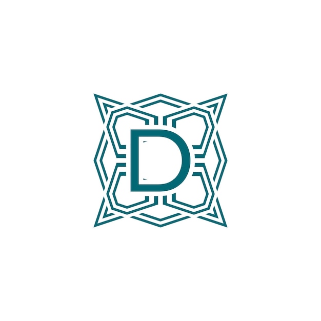 Letra inicial D líneas elegantes logotipo de marco de alfabeto moderno