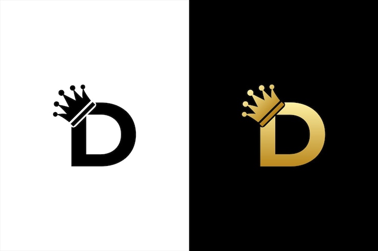 Vector letra inicial d logotipo de la corona rey real marca empresa logotipo diseño vector plantilla