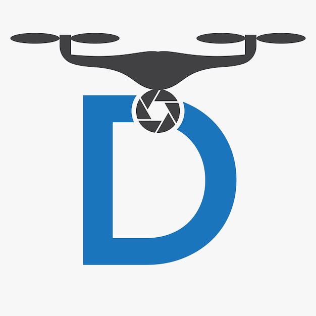 La letra inicial D El logotipo del dron La tecnología del dron El logotipo de la señal El vector de la plantilla
