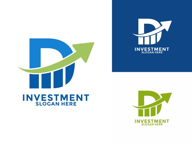Vector letra inicial d con vector de diseño de logotipo de flecha estadística inversión plantilla de diseño de identidad inicial vector de logotipo growth up