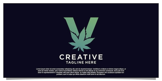 Vector letra inicial de diseño de logotipo para empresas con concepto de cannabis vector premium