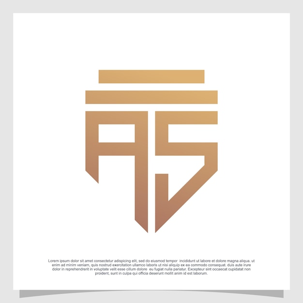 Letra inicial de diseño de logotipo con escudo para concepto creativo empresarial Vector Premium