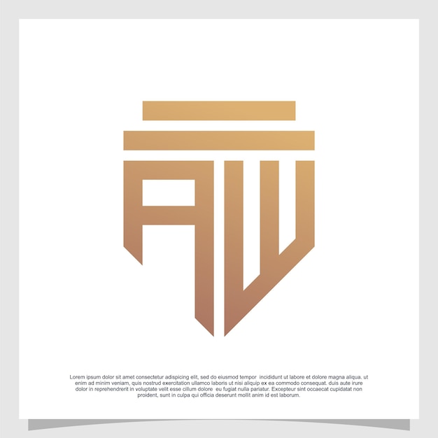 Letra inicial de diseño de logotipo con escudo para concepto creativo empresarial Vector Premium
