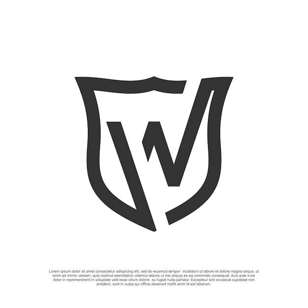Letra inicial de diseño de logotipo con escudo para concepto creativo empresarial Vector Premium