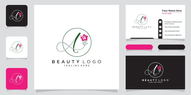 Letra inicial A Diseño de logotipo de lujo Vector con diseño de tarjeta de visita Vector Premium