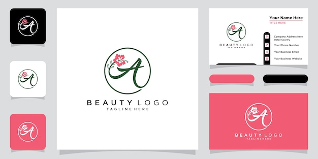 Letra inicial A Diseño de logotipo de lujo Vector con diseño de tarjeta de visita Vector Premium