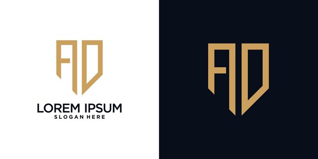 Letra inicial a del diseño del logotipo del monograma combinada con elemento de escudo y concepto creativo