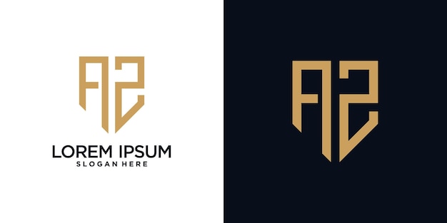 Letra inicial a del diseño del logotipo del monograma combinada con elemento de escudo y concepto creativo
