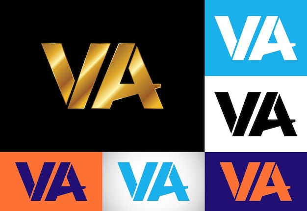 Letra inicial VA Diseño de logotipo Símbolo de alfabeto gráfico vectorial para identidad empresarial corporativa