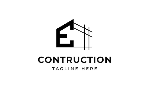 Letra inicial e edificio construcción logo icono símbolo