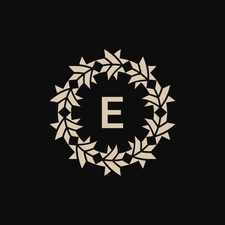 Vector la letra inicial e es el logotipo del marco de círculo ornamental.