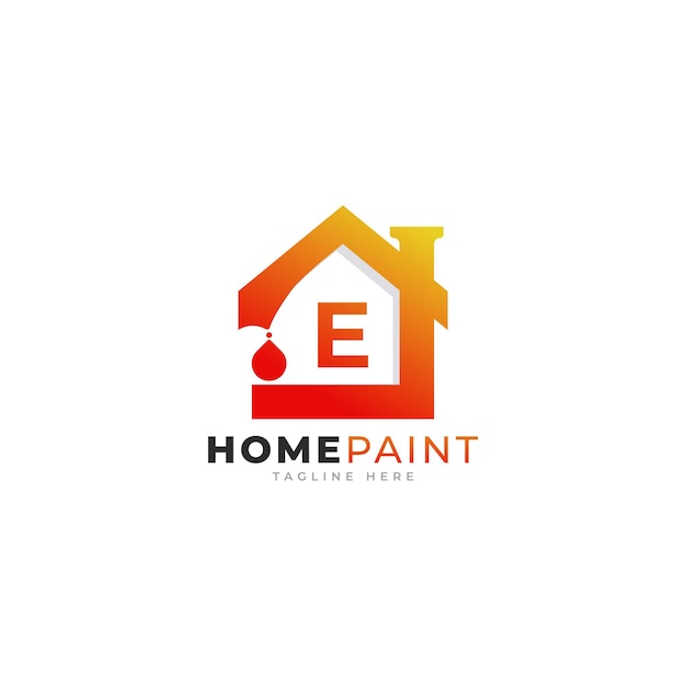 Letra inicial e home paint real estate logo design inspiration