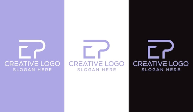 Letra inicial EP Diseño de logotipo Monograma Creativo Moderno Signo Símbolo Icono