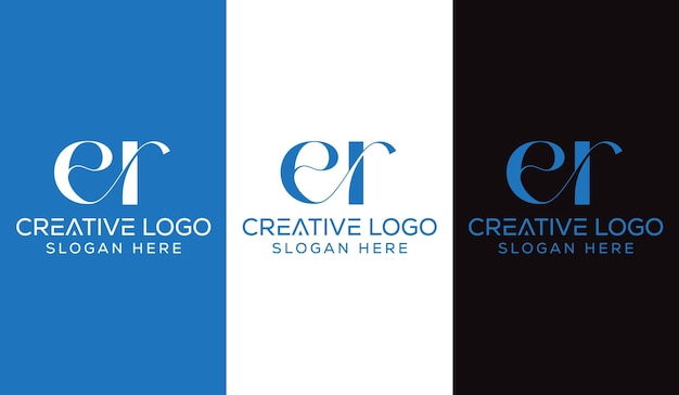 Letra inicial ER Logo Diseño Monograma Creativo Moderno Signo Símbolo Icono
