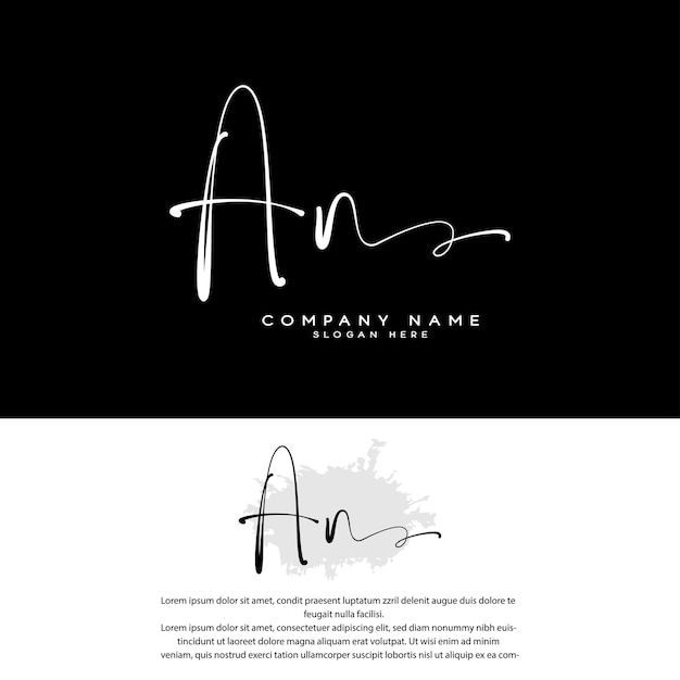 una letra inicial escrita a mano y el logotipo de la firma