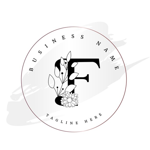 La letra inicial F es el logotipo editable del vector floral