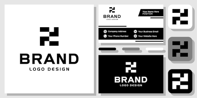 Letra inicial F Flecha cuadrada hacia adelante hacia arriba Diseño de logotipo de crecimiento de éxito con plantilla de tarjeta de visita