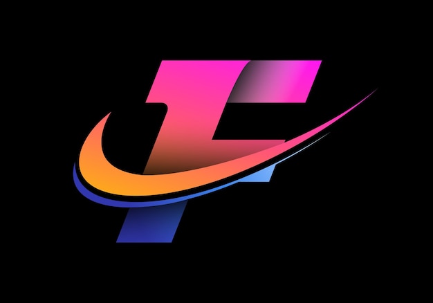 Letra inicial F con el logotipo de vector degradado moderno swoosh para identidad empresarial y empresarial