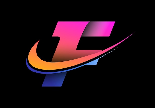 Letra inicial F con el logotipo de vector degradado moderno swoosh para identidad empresarial y empresarial