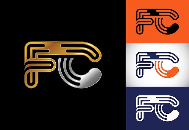 Letra inicial FC Diseño de logotipo Símbolo de alfabeto gráfico vectorial para identidad empresarial corporativa