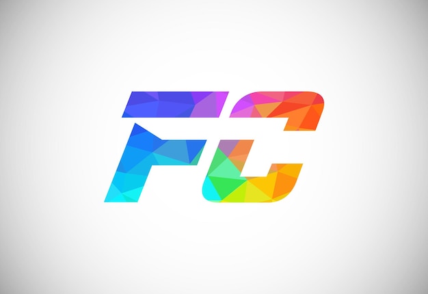 Letra inicial FC Low Poly Logo Design Vector Plantilla Alfabeto gráfico Símbolo para identidad empresarial corporativa
