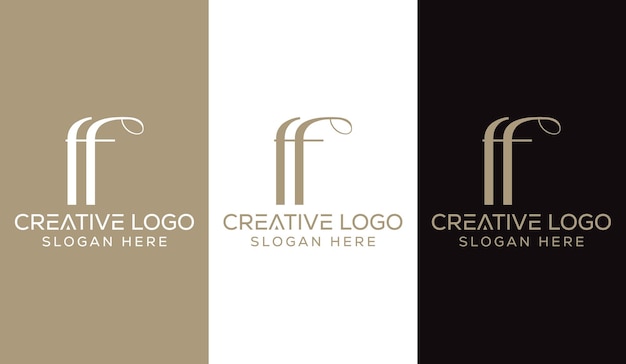 Letra inicial FF Logo Diseño Monograma Creativo Moderno Signo Símbolo Icono