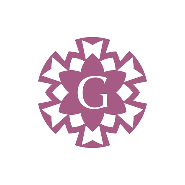 La letra inicial G es el logotipo del emblema floral ornamental decorativo