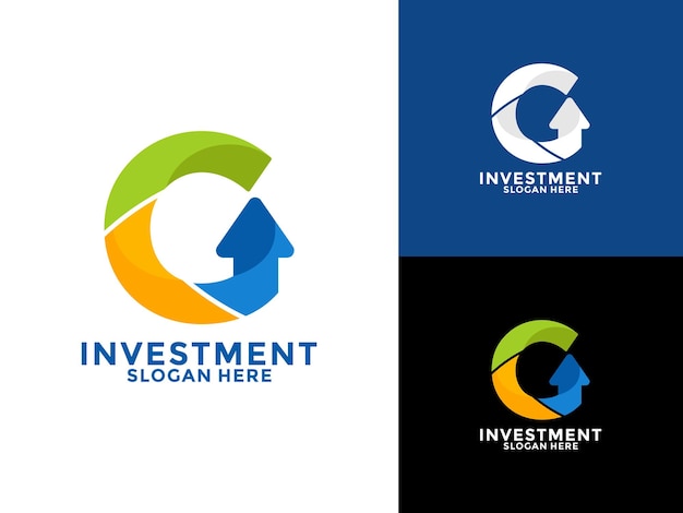 Letra inicial G con flecha hacia arriba vector de diseño de logotipo Inversión plantilla de diseño de identidad inicial de logotipo Vector de logotipo Crecimiento hacia arriba