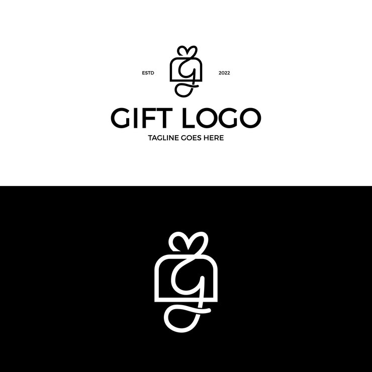 Vector letra inicial g con inspiración en el diseño del logotipo de la caja de regalo